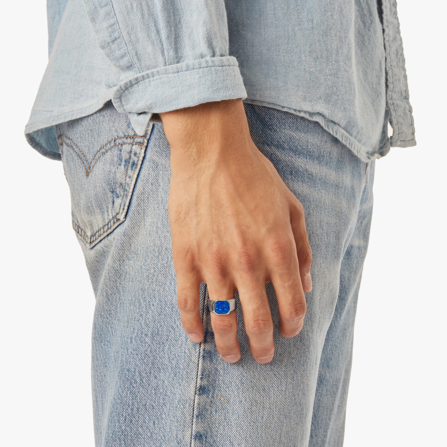Octagonal Lapis Signet Ring - Sterling Silver