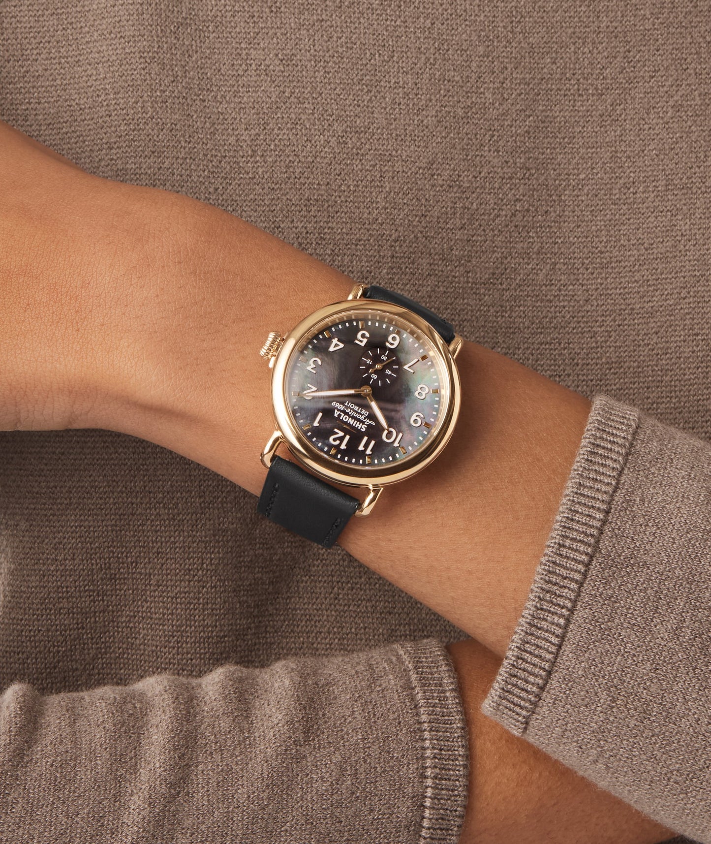 Runwell Watch - Black Mother of Pearl