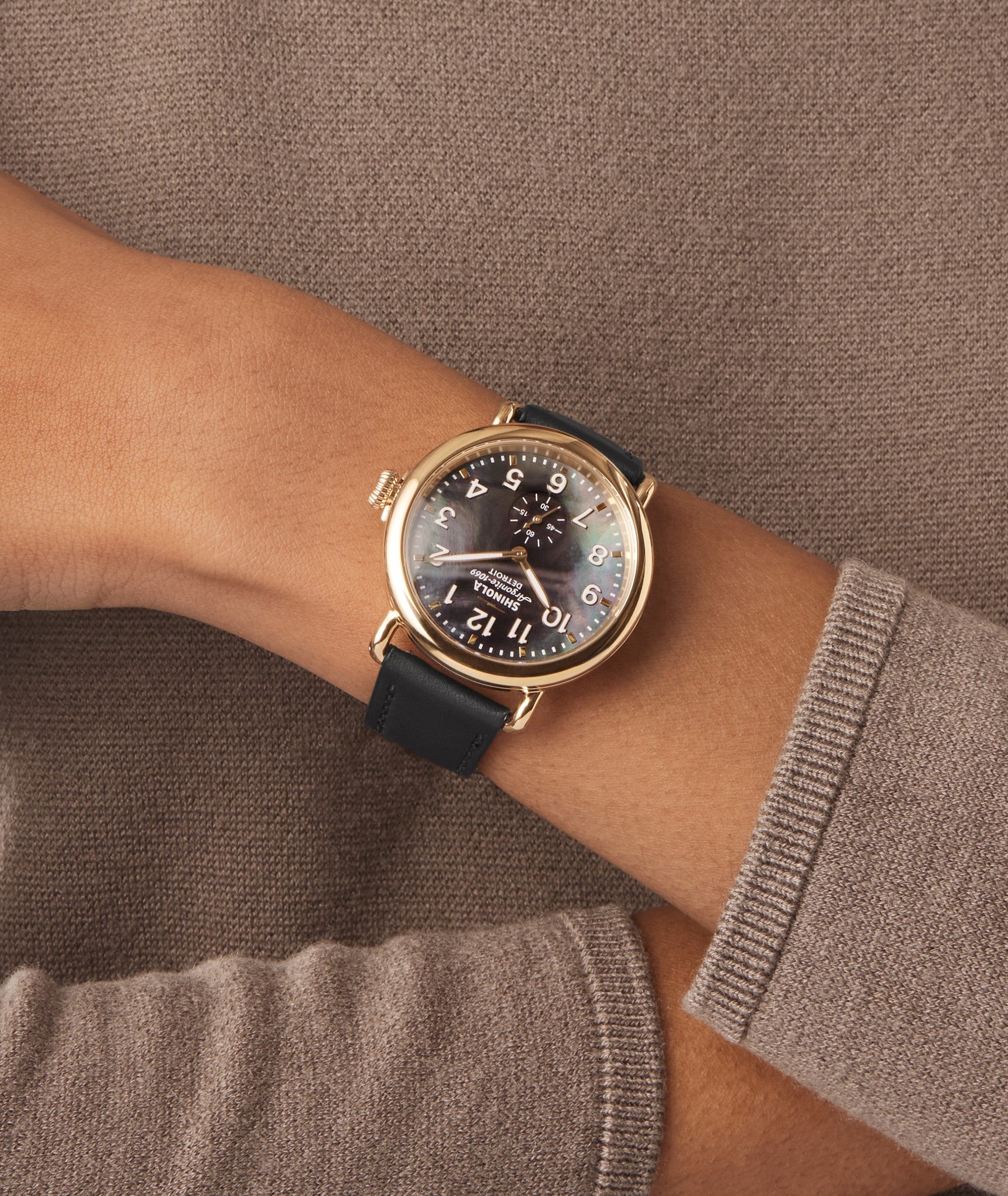 Runwell Watch - Black Mother of Pearl