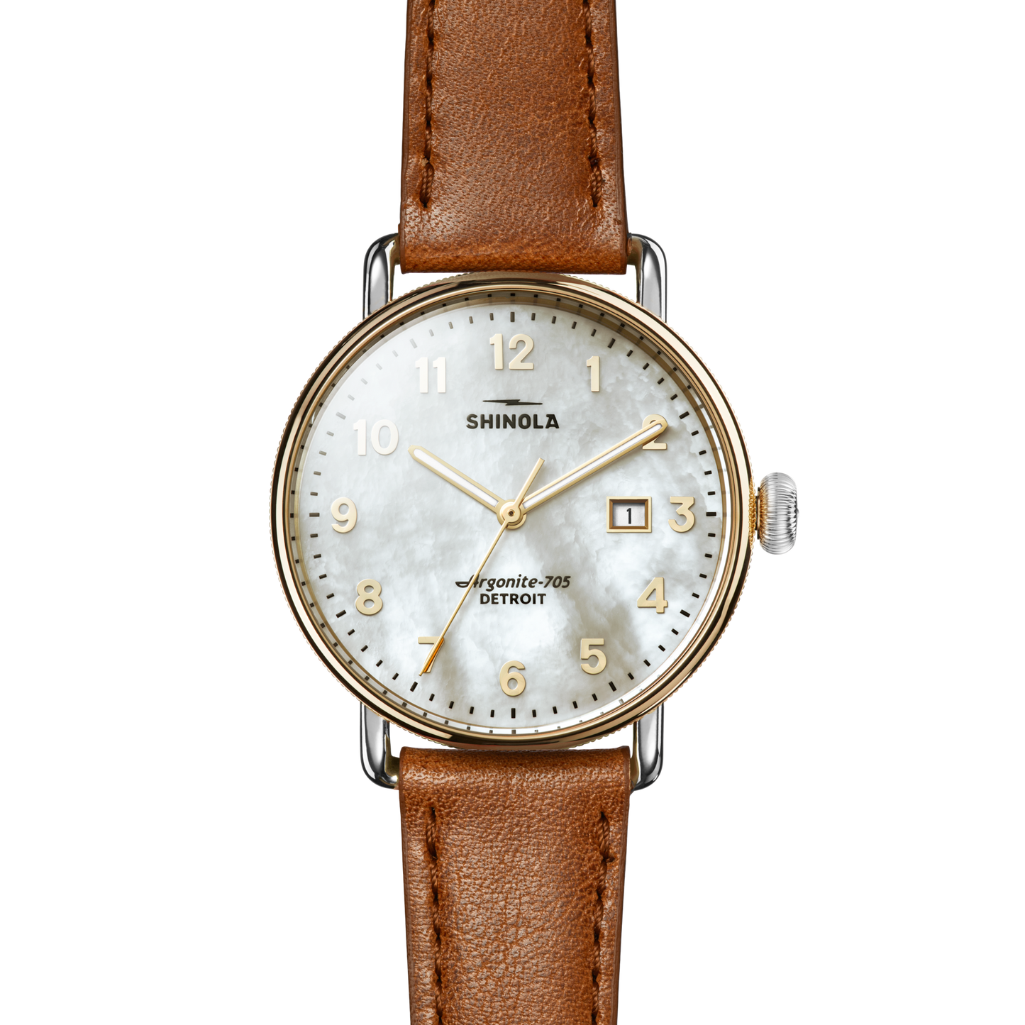Canfield Watch 38mm -  MOP Tan Leather Strap