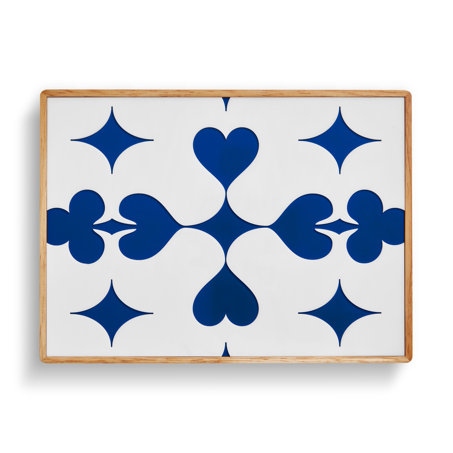 Lacquered Wood Poker Set - Cream / Blue