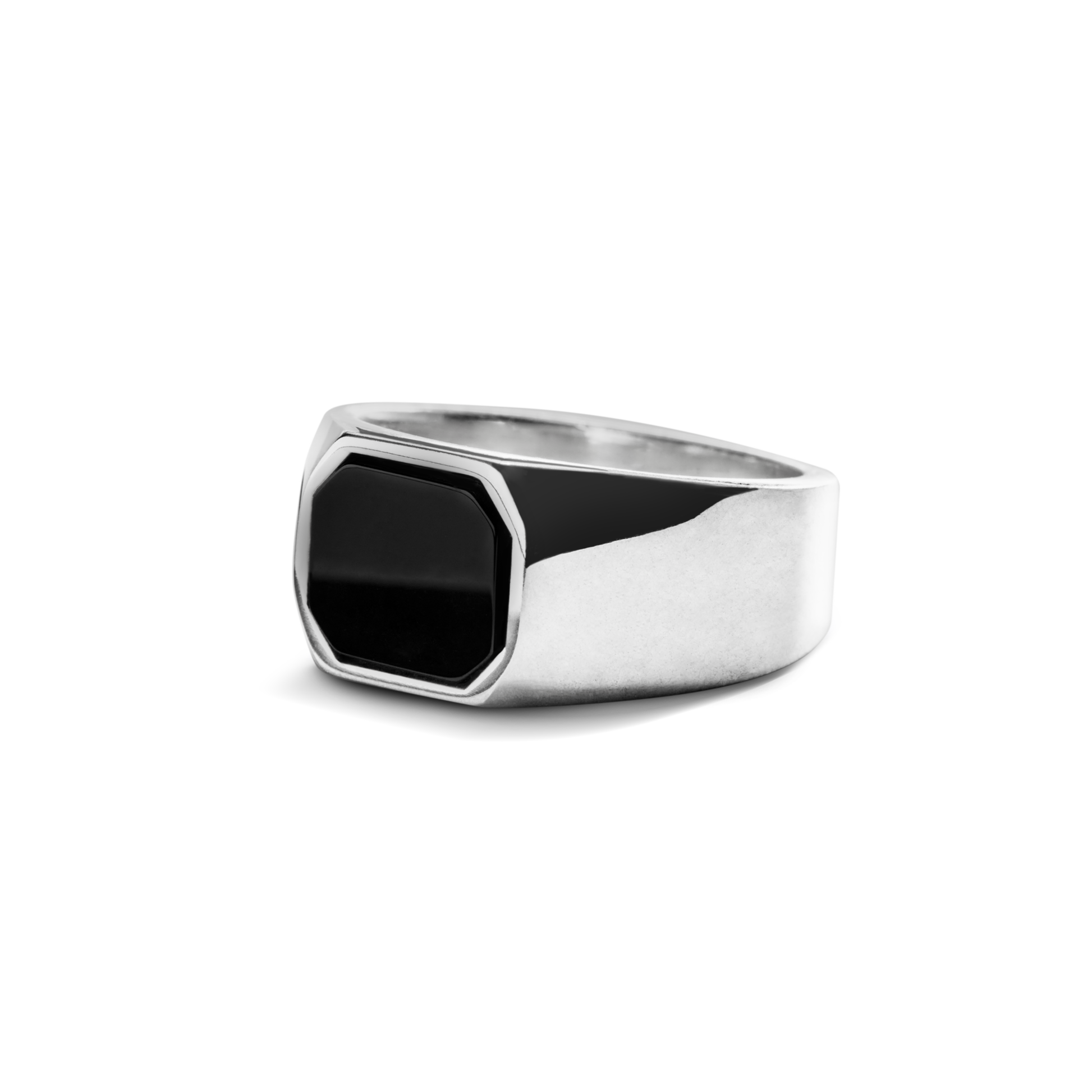 Octagonal Onyx Signet Ring - Sterling Silver