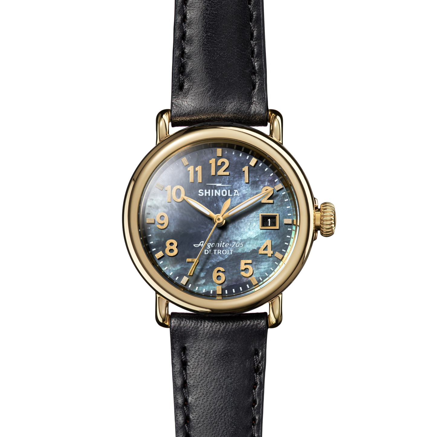 Runwell Watch - MOP Black Leather Strap