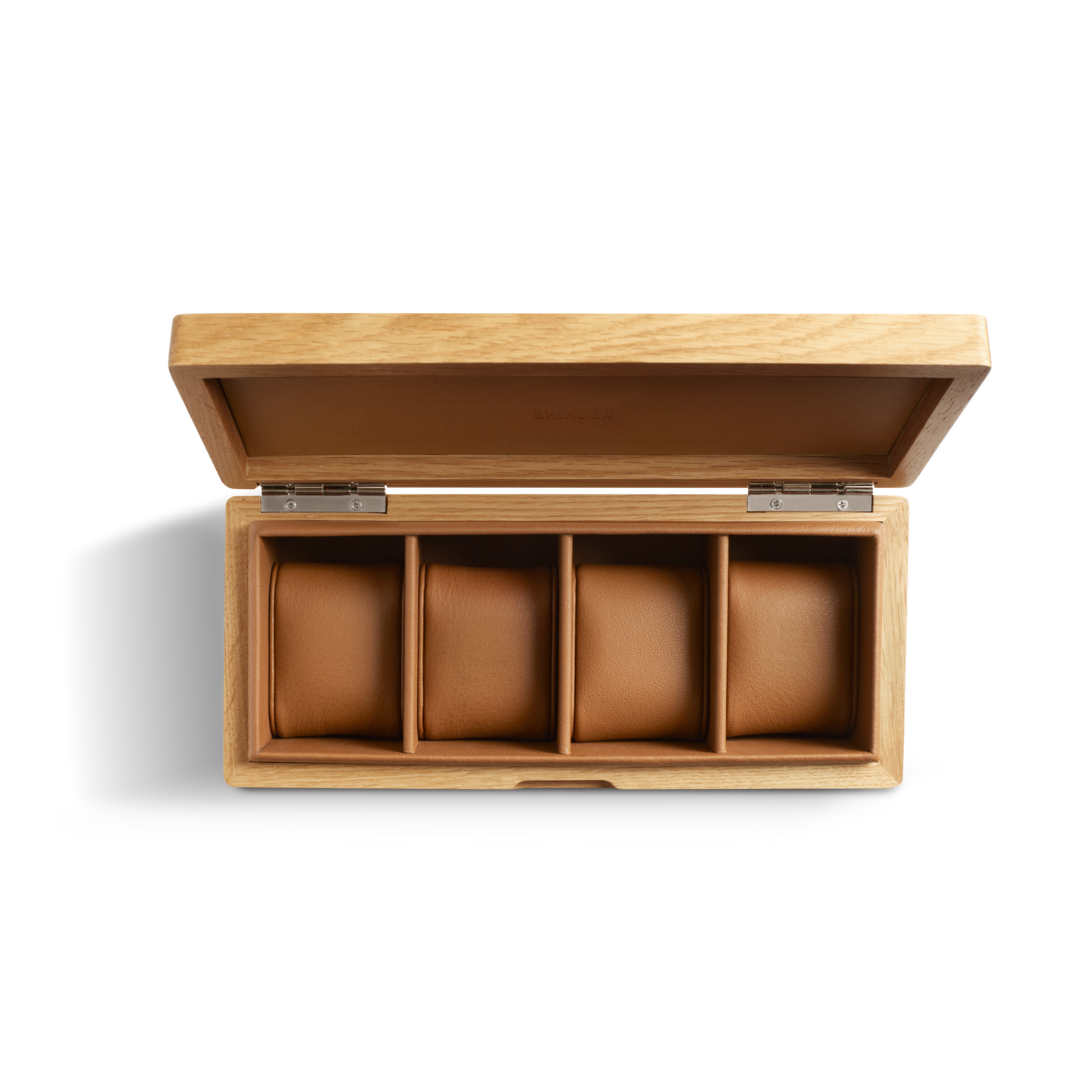 4 Slot Watch Box - Oak / Tan