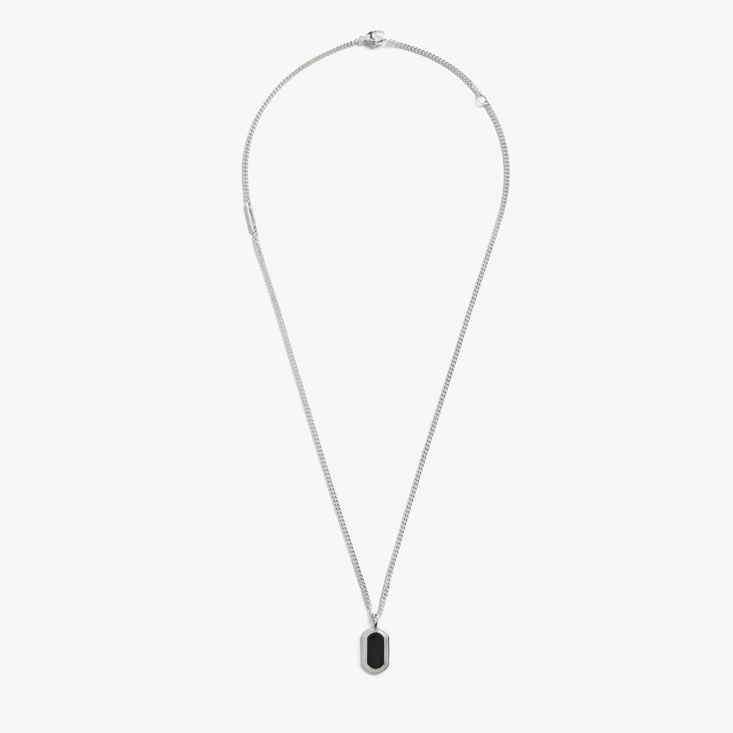 Onyx Tag Necklace - Sterling Silver