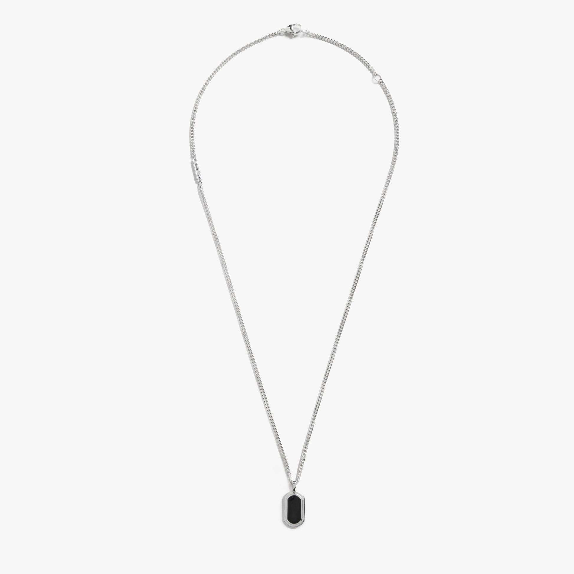 Onyx Tag Necklace - Sterling Silver
