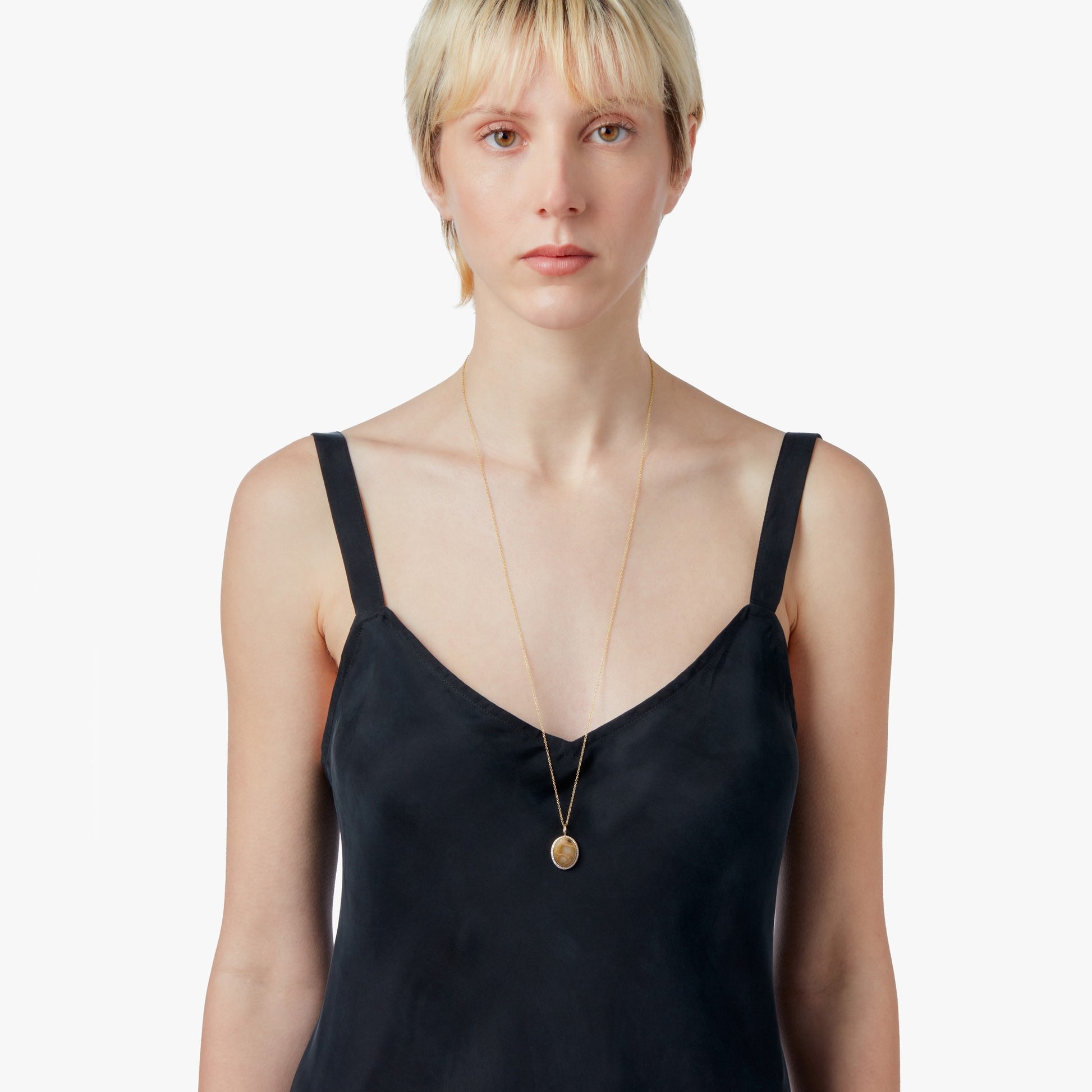 Diamond Pave Petoskey Necklace - Yellow Gold