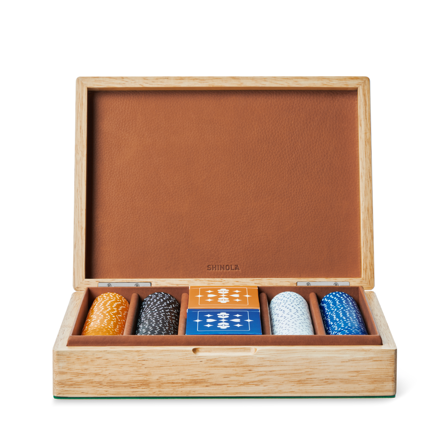 Lacquered Wood Poker Set - Cream / Blue