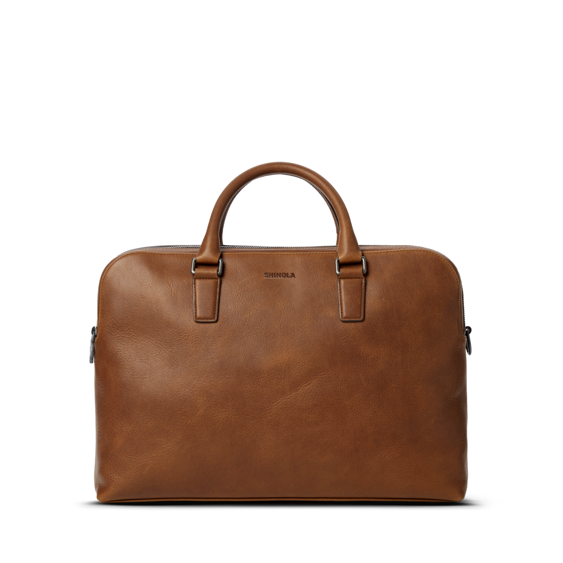 Double Zip Briefcase - Medium Brown