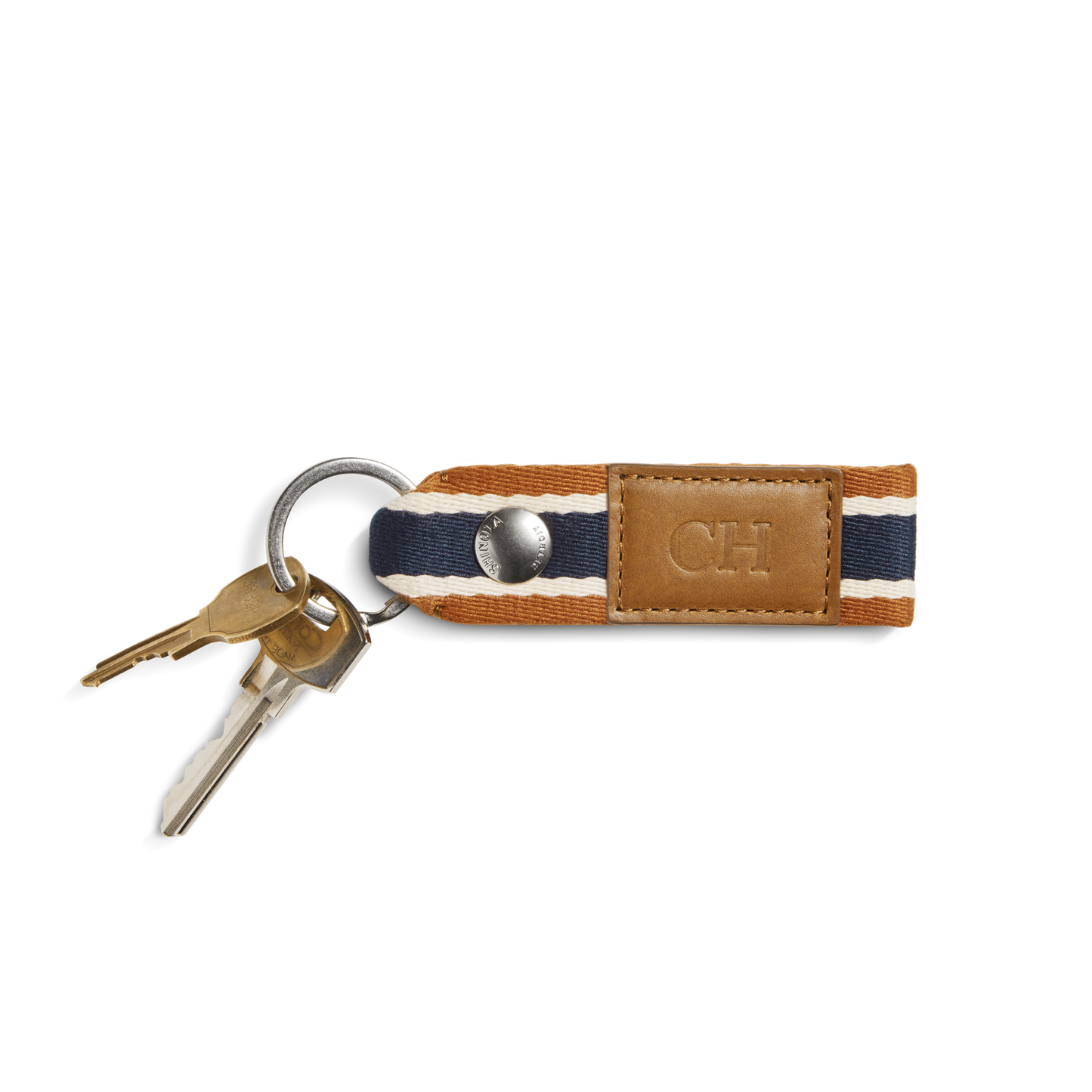 Webbing Keychain - Brand Stripe / Tan