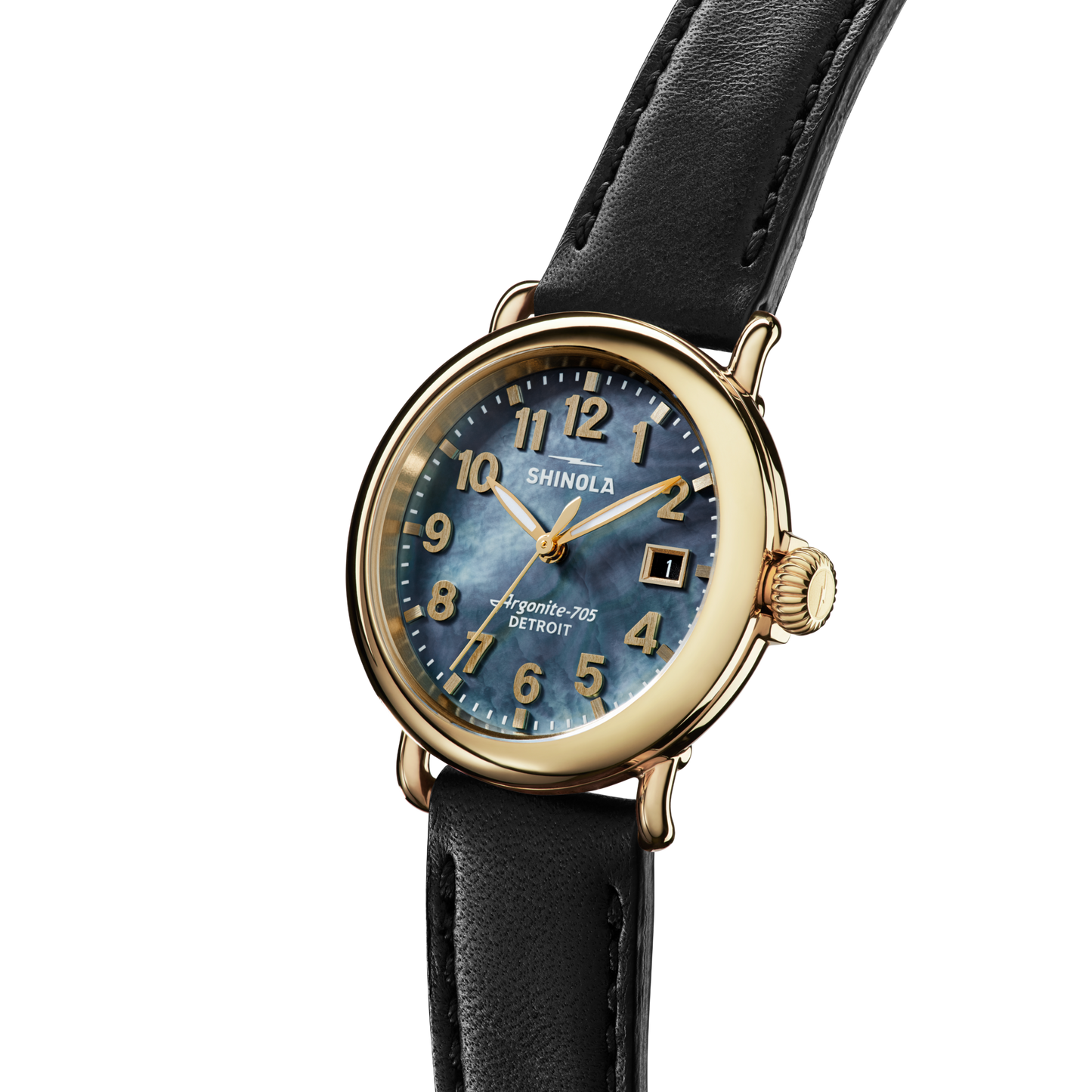 Runwell Watch - MOP Black Leather Strap