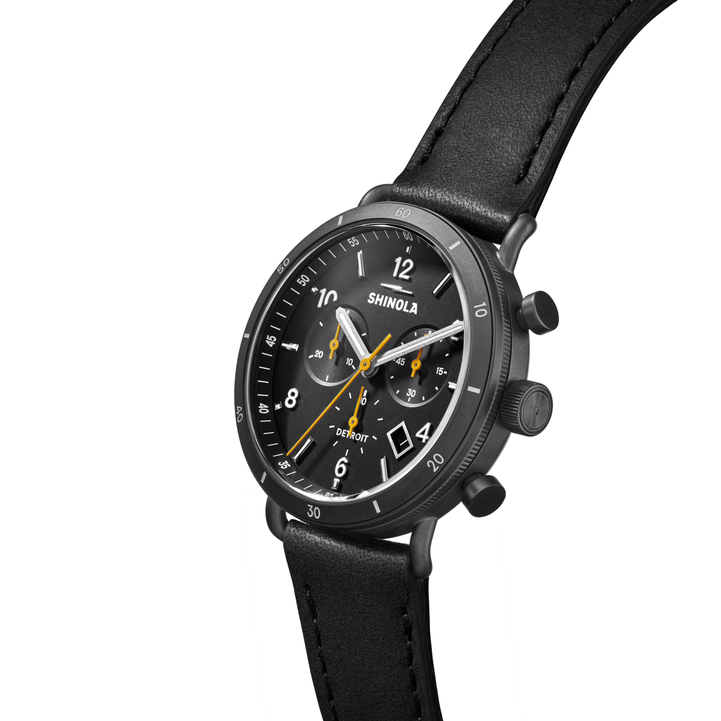 Canfield Sport Chronograph Watch - Black Leather Strap