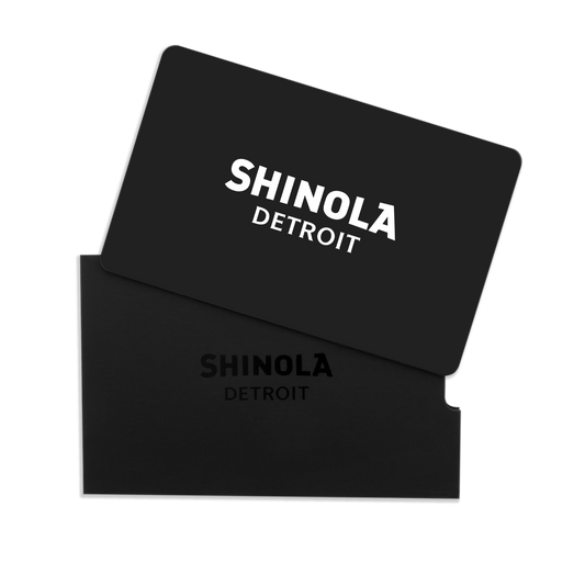 An Electronic Gift Card with the Shinola Detroit logo is displayed, representing a convenient digital gifting option from Shinola.