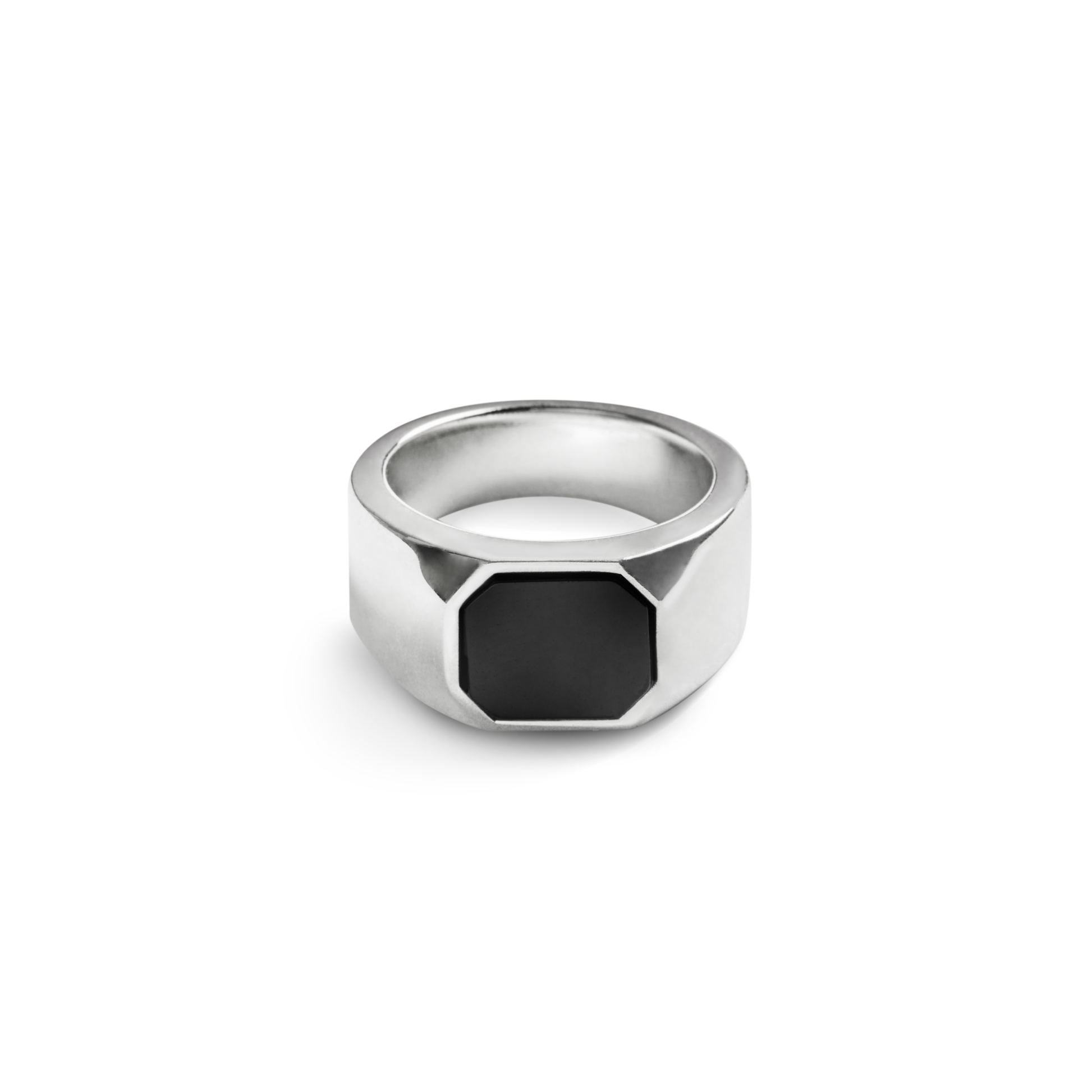 Octagonal Onyx Signet Ring - Sterling Silver