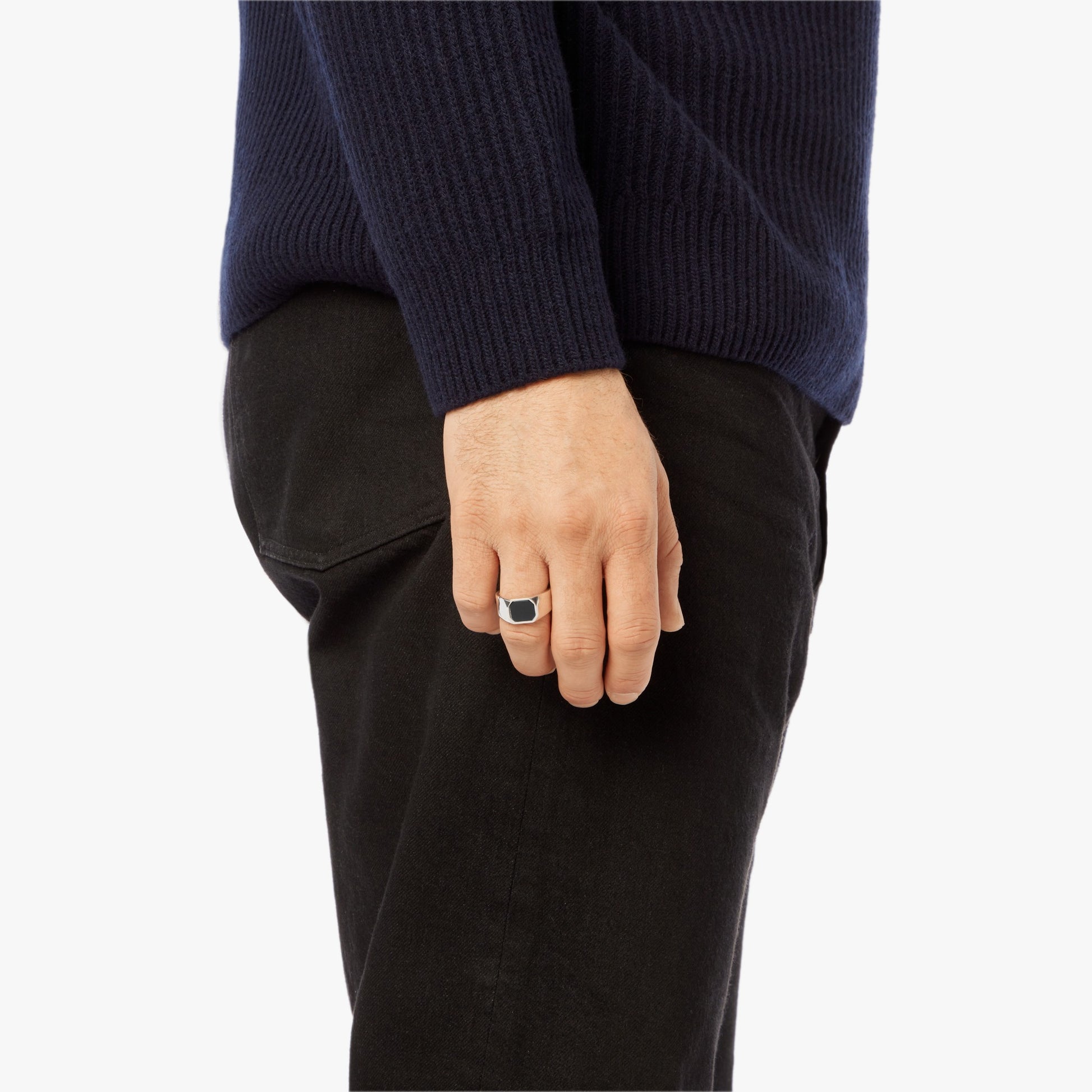 Octagonal Onyx Signet Ring - Sterling Silver