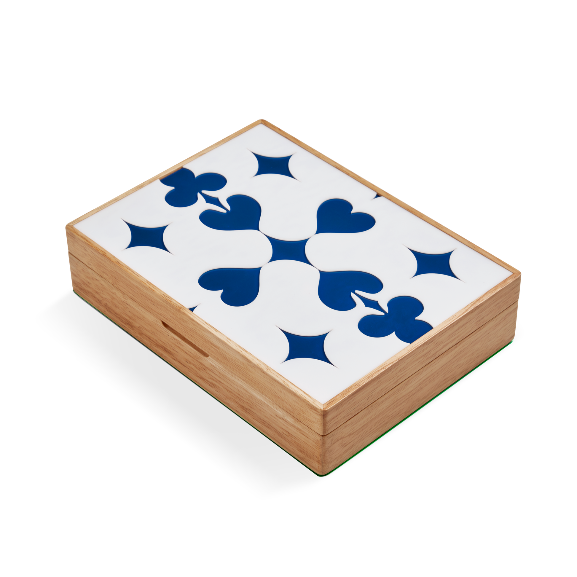 Lacquered Wood Poker Set - Cream / Blue