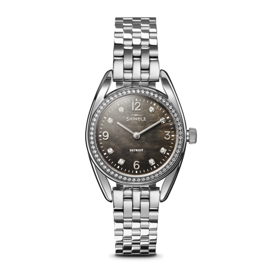 Diamond Derby Watch - Black Mother of Pearl