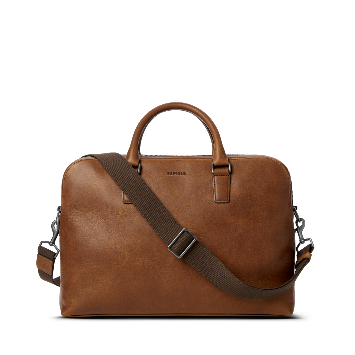 Double Zip Briefcase - Medium Brown